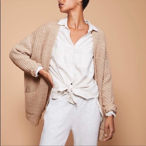 Lou & Grey Sweaters - Lou & Grey Tan Chunky Knit Cardigan Sweater Top